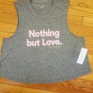 Spiritual Gangster Gray Nothing But Love Crop Tank Top Sleeveless XL NWT